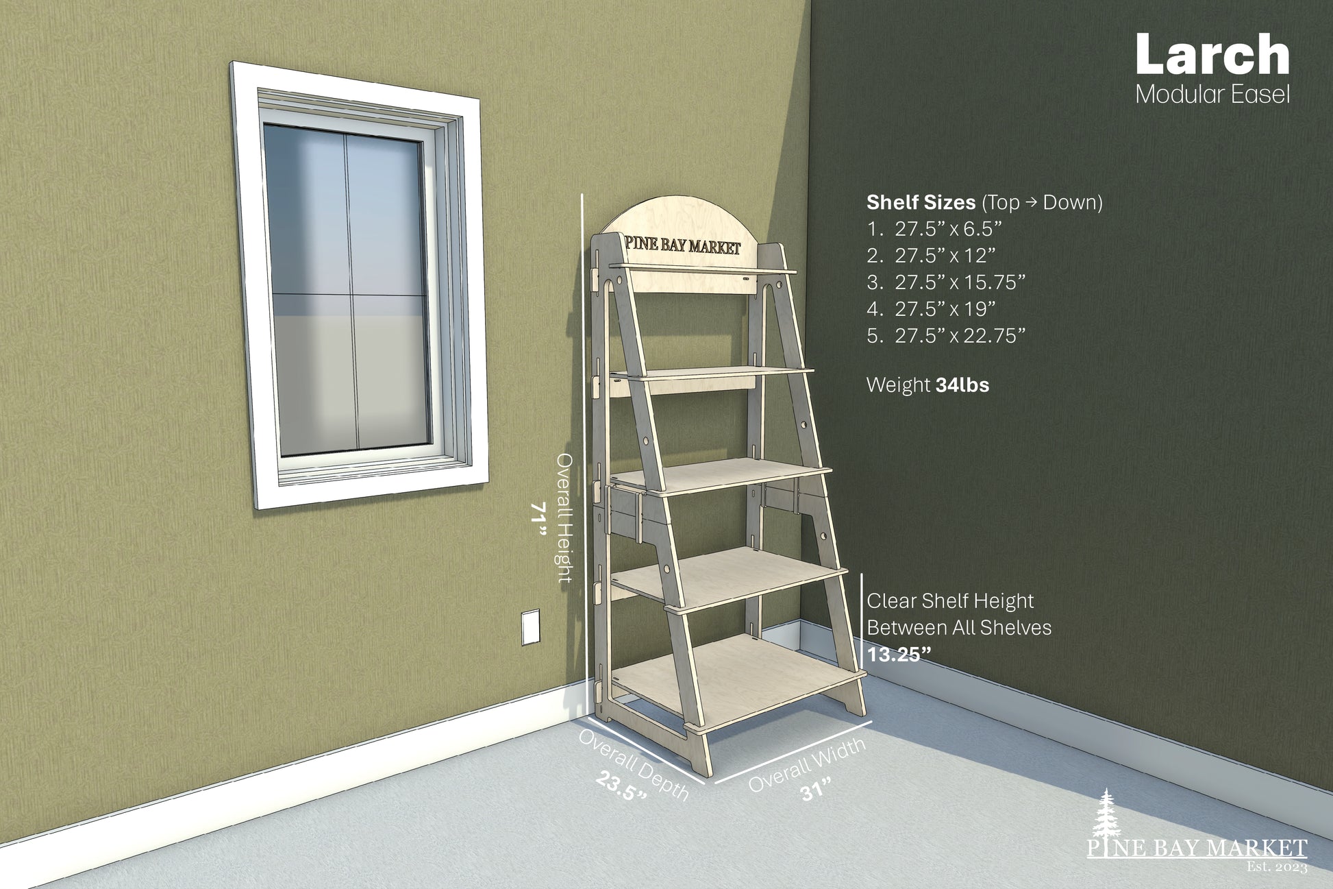 Larch | 5 Shelf Easel